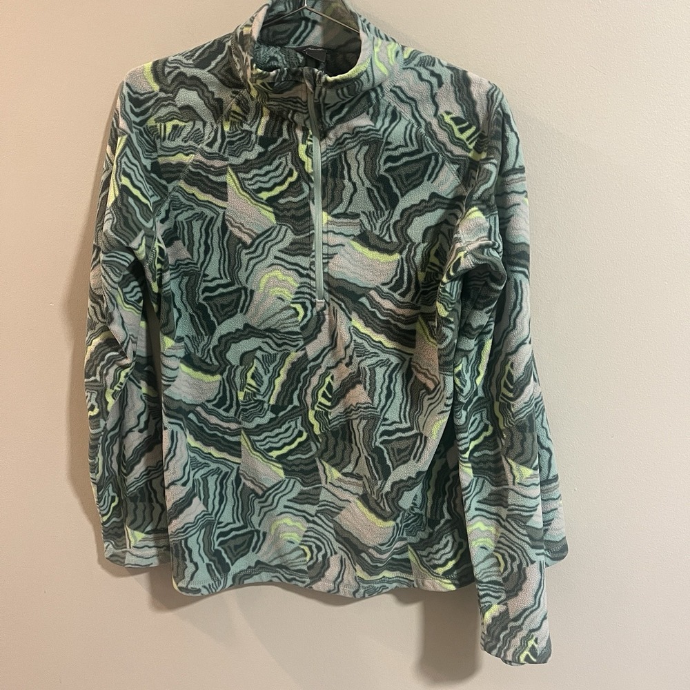 Eddie Bauer Jacket Green Fleece Abstract Outdoors Lightweight Womens Size L